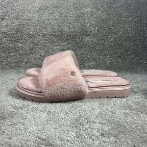 Anne Klein Sillie Faux Fur Slide Slippers Pink iFlex Open Toe Womens Size 8M